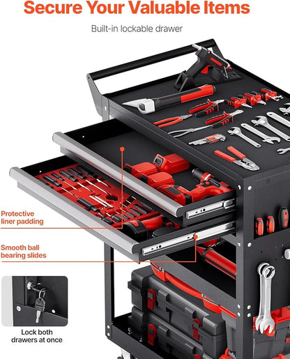 VEVOR 5-Tier Tool Cart with Wheels, 400 lbs Load Capacity, Rolling Work Cart - Image 3