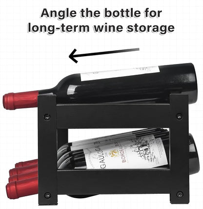VASMIA Bamboo Wine Rack, 2-Tier Wine Racks Countertop Cabinet Wine Holder Wine - Image 7