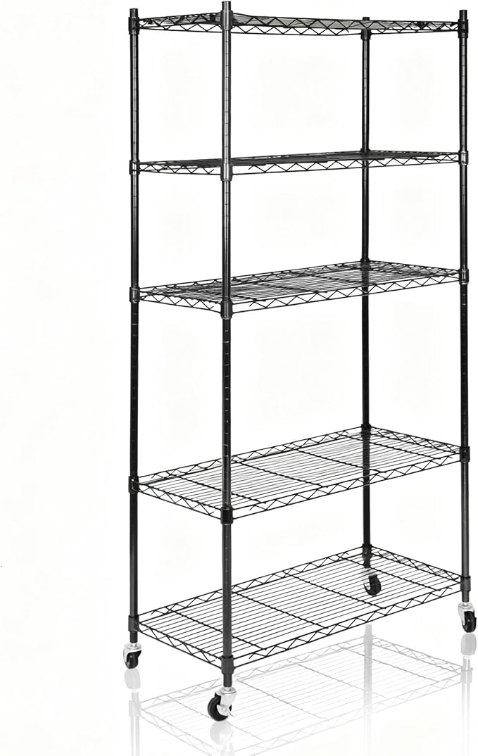 SUPER DEAL Black 5-Shelf Heavy Duty Storage Wire Shelving Unit by Superdeal
