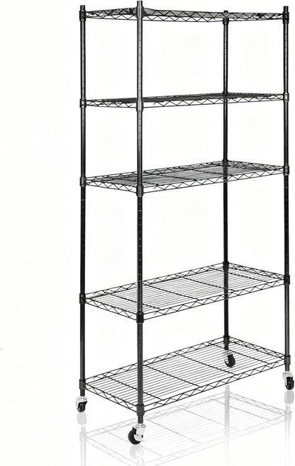 SUPER DEAL Black 5-Shelf Heavy Duty Storage Wire Shelving Unit by Superdeal