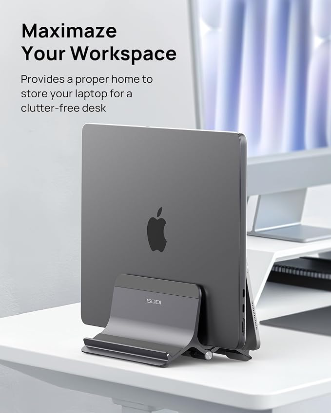 SODI Vertical Laptop Stand for Desk, Aluminum Laptop Holder Compatible - Image 2