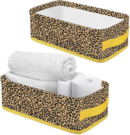 Leopard Skin Animals Bathroom Storage Basket, Foldable - Image 3