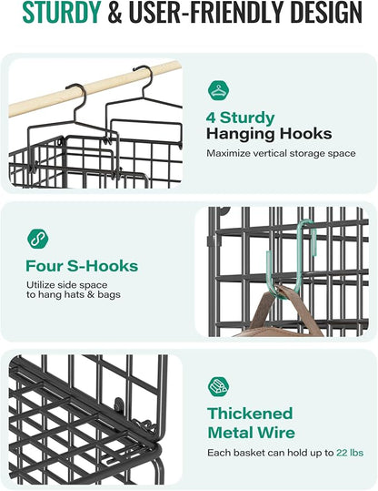 Hanging Closet Organizer, 4 Tier Metal Closet Organizers and Storage - Image 4