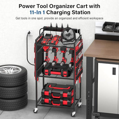 JUNNUJ Garage Large Power Tool Organizer Cart - Image 3