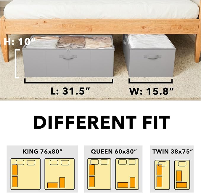 SpaceAid 2 Pack 10" High Under Bed Storage Containers, Large Underbed Storage - Image 4