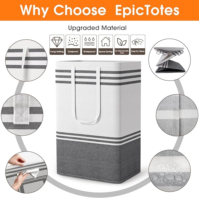 2 Pack Large Home Laundry Basket, Laundry Hamper, Freestanding Waterproof Dirty - Image 4