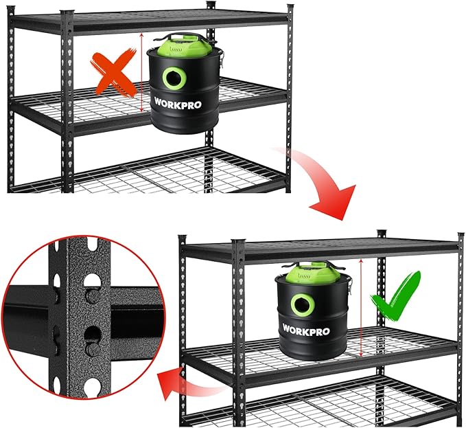 WORKPRO 5-Tier Metal Storage Shelving Unit, 48”W x 24”D x 72”H, Adjustable - Image 6
