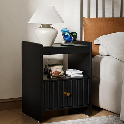 HIFYOBRO 21.6" Tall Fluted Nightstand, End Table - Image 8