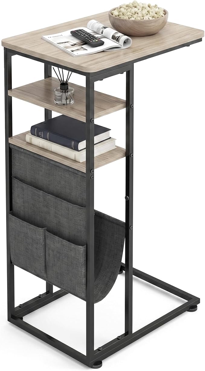 C Shaped End Table 28" 3-Tier C Table by Zexvida