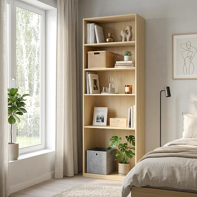 CTESNE【2026 Adjustable Shelves 5-Tier Bookcase, 71 inches, Wooden Open Display - Image 8