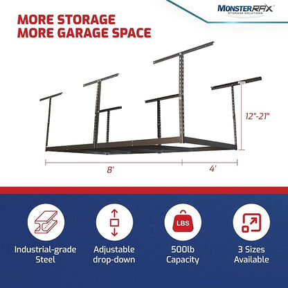 MonsterRax 4x8 Overhead Garage Storage Rack Frame Kit - Image 2