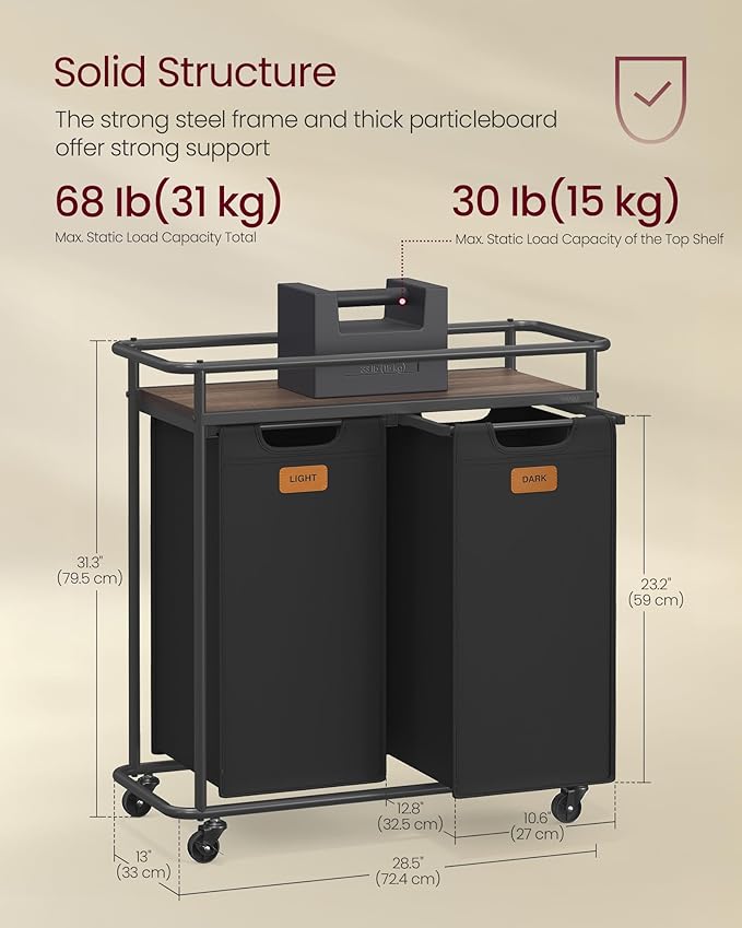 VASAGLE Laundry Sorter, Laundry Hamper - Image 6