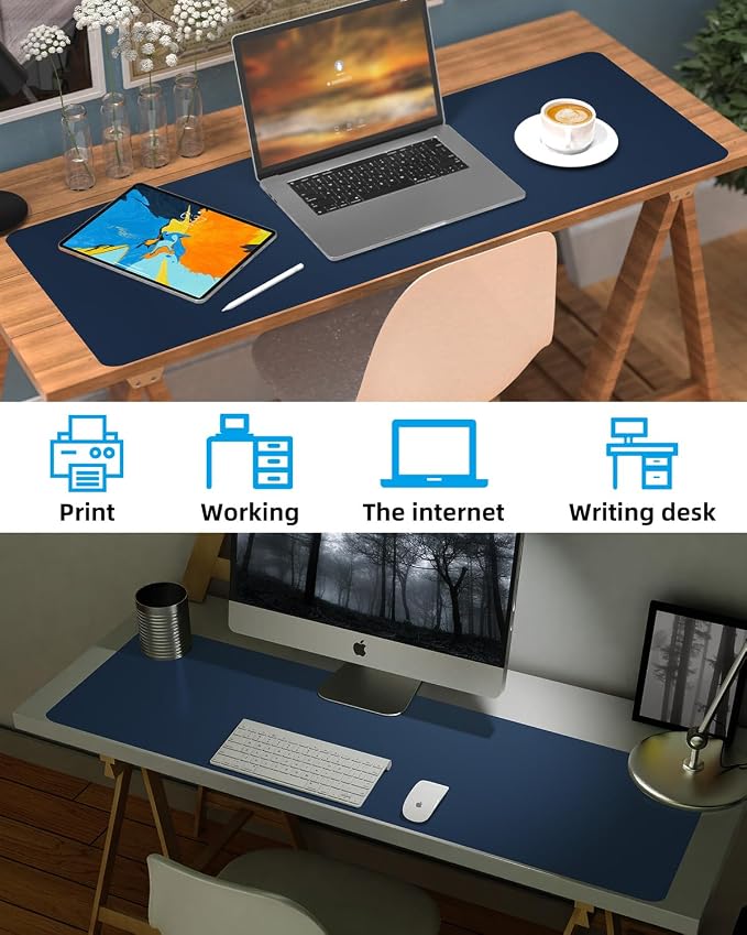 Leather Desk Pad Protector, Large Desk Mat, Mouse Pad, Non-Slip PU Leather Desk - Image 5