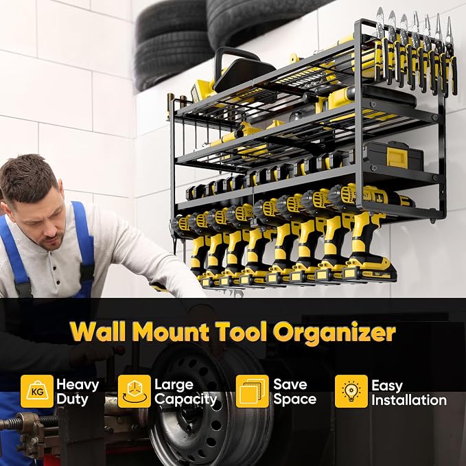 Large Power Tool Organizer Wall Mount, 4 Layers Heavy Duty Metal Loads 400lbs - Image 2