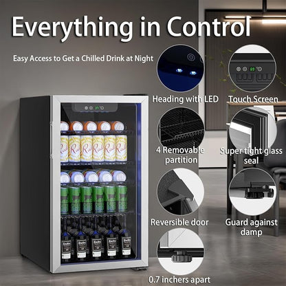 3.2 Cu.ft Beverage Refrigerator Cooler, 126 Can Mini Fridge - Image 2