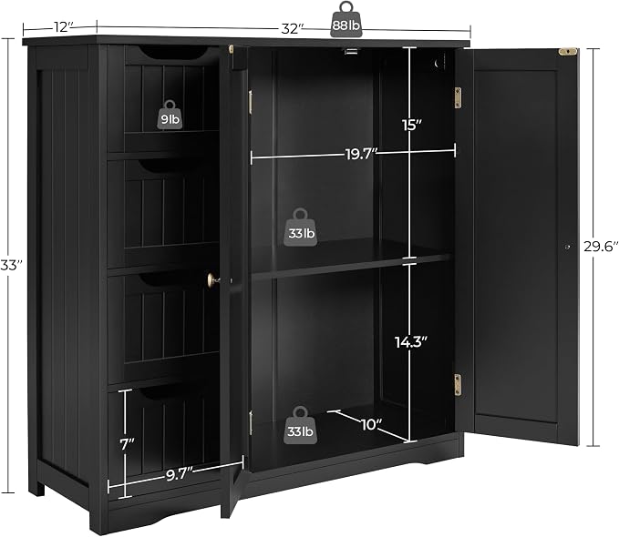 Yaheetech Small Bathroom Storage Cabinet - Image 3