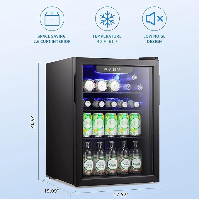 Antarctic Star Mini Fridge-95 Can Beverage Refrigerator Wine Cooler Clear Front - Image 5