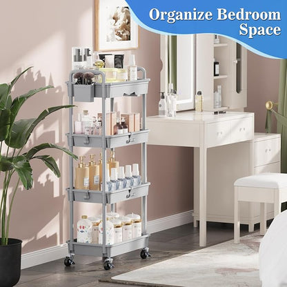 SUNALLY 4 Tier Rolling Utility Cart - Image 7