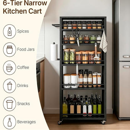 YATINEY 6 Tier Slim Storage Cart, Narrow Kitchen Cart - Image 2