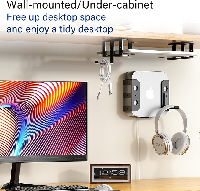 BYMECOST Under Desk Laptop Mount, Metal Under Desk Storage Holder, - Image 3