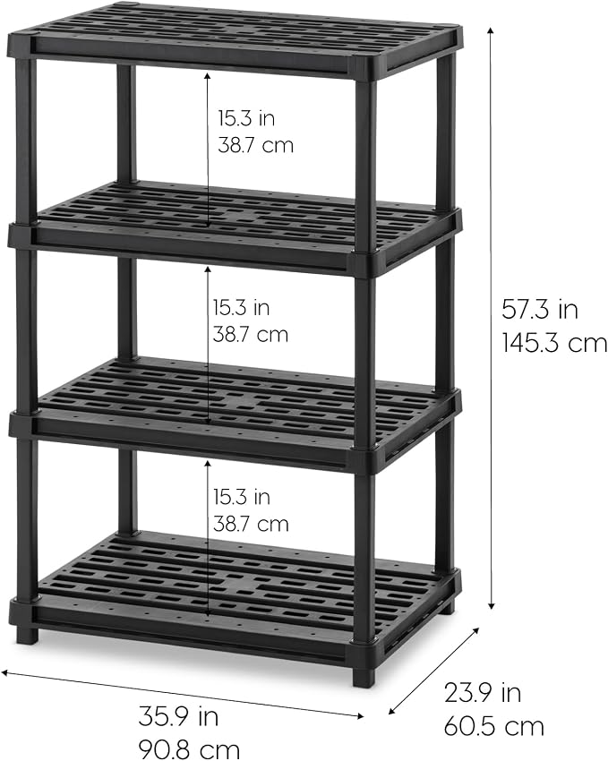 IRIS USA 4-Shelf Extra Heavy Duty Deep Plastic Storage Shelves, 800lb Capacity - Image 2