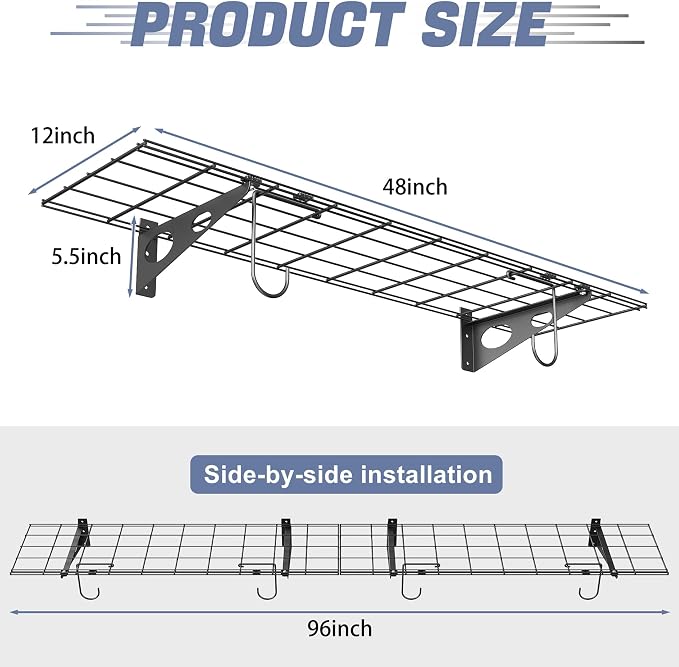 WALMANN 2 Pack Garage Wall Shelves, 1 x 4 ft/12 * 48 inch Wall Mounted Storage - Image 4