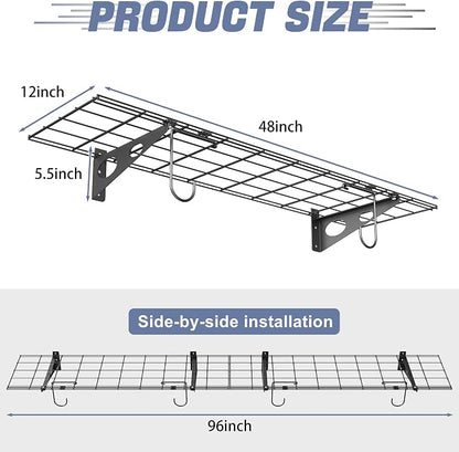 WALMANN 2 Pack Garage Wall Shelves, 1 x 4 ft/12 * 48 inch Wall Mounted Storage - Image 4