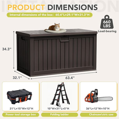 240 Gallon HDPE Deck Box Outdoor Indoor Waterproof Storage Box - Image 6