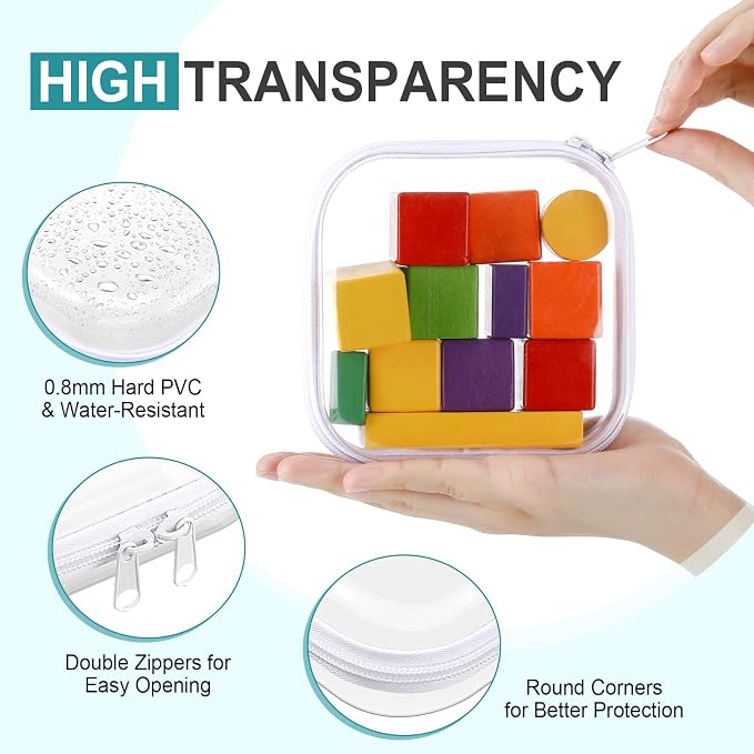 Hoolerry 4 Pcs Hard Clear Zipper Case Makeup Bags Plastic Pencil Pouch - Image 3