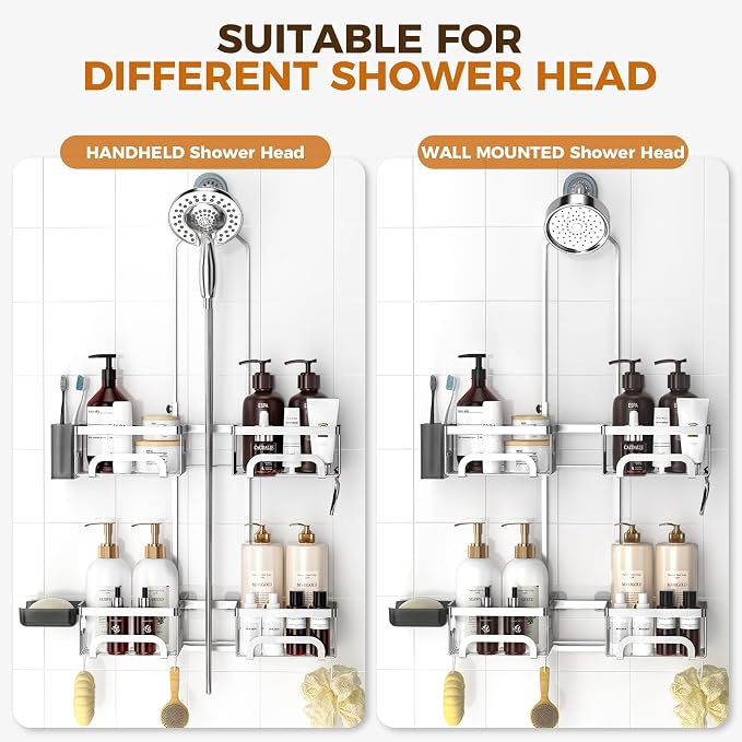 REINHARDT Adjustable Shower Caddy Hanging Split Shower Caddy - Image 7