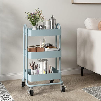 Metal Rolling Cart, 3-Tier Metal Rolling Cart - Image 2