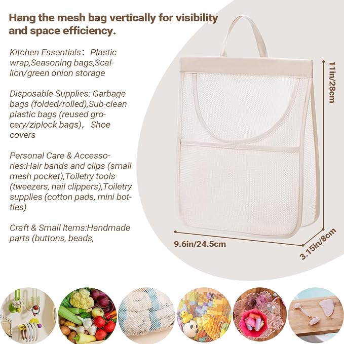 6pcs Reusable Breathable Hanging Storage Mesh Bags | Onion Bags Mesh Garlic Net - Image 3