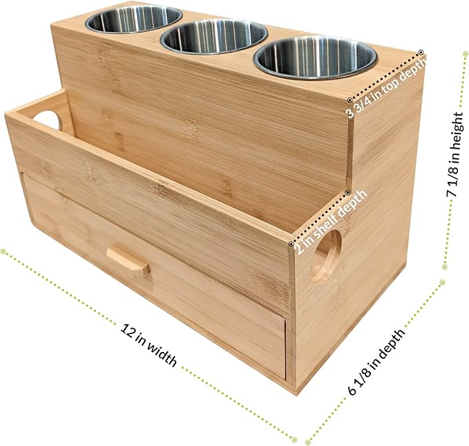 Hair Tool Organizer- Bamboo, Blow Dryer Holder, Bathroom Countertop, Vanity - Image 6
