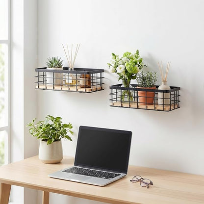 3 Pcs 10x4.13x2.87 Inches Small Wire Basket Set Metal Basket Wall Hanging - Image 3