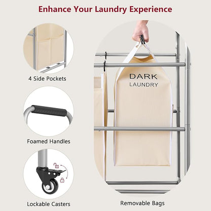 Tajsoon Laundry Sorter 5 Sections, Laundry Hamper - Image 5