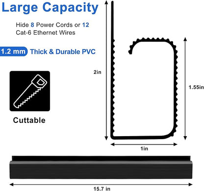 ZhiYo Cable Management Under Desk J Channel, 63in Cable Raceway, Self-Adhesive - Image 3