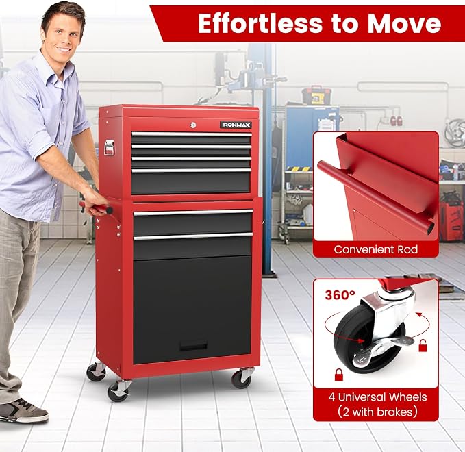 Goplus Tool Chest, 6 Drawers Rolling Tool Cabinet - Image 7