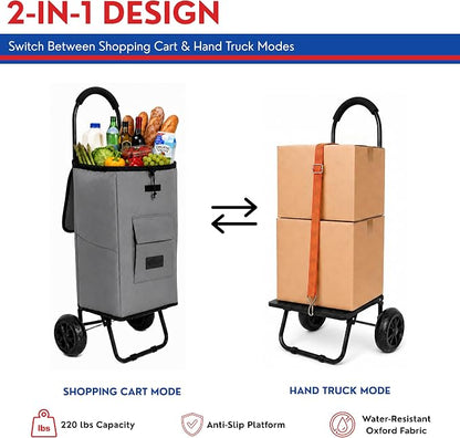 Shopping Cart, Super Loading Grocery Trolley, 220 lbs Capacity, Foldable Cart - Image 4