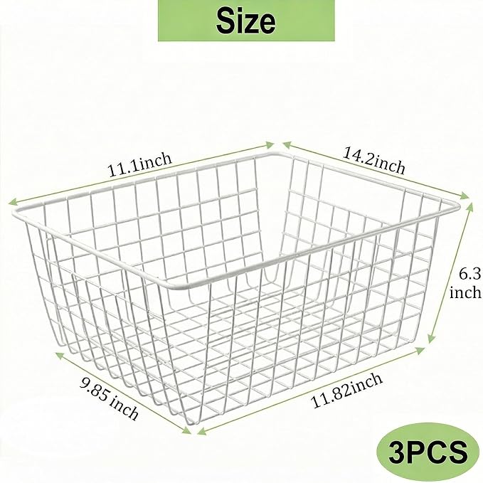 3 Pack Large White Wire Baskets - Image 2