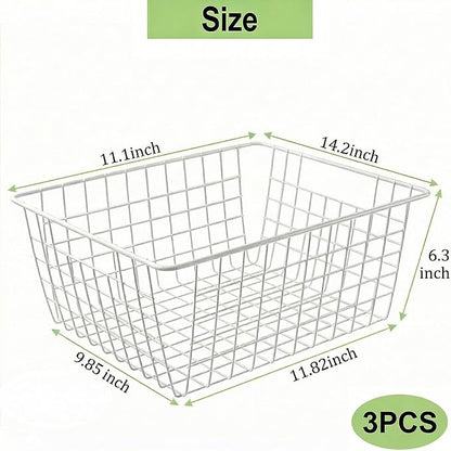 3 Pack Large White Wire Baskets - Image 2