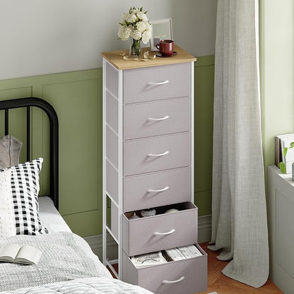 Somdot Tall Dresser for Bedroom, 6 Drawer Storage Cabinet, Ash Grey | Storage - Image 2