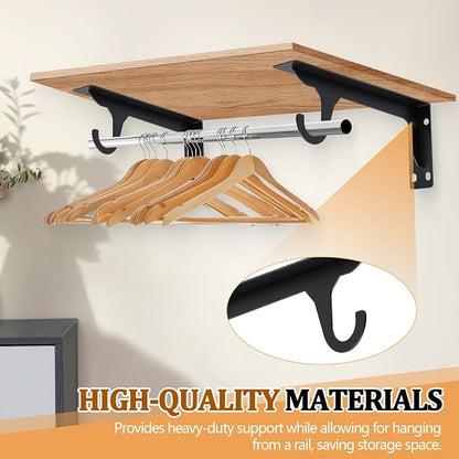 8 Pcs Wall Mounted Closet Rod Brackets Heavy Duty 11.18 Inch Closet Shelf - Image 5