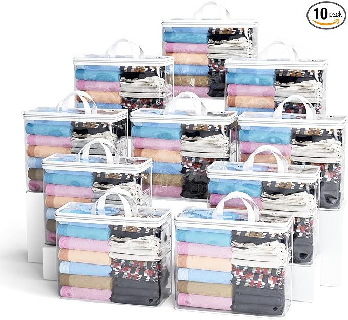 10PACK Clear Zippered Storage Bags by Hopack