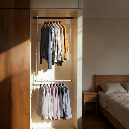 Hanging Closet Rod Extenders, Adjustable Width and Height Closet Extender - Image 2