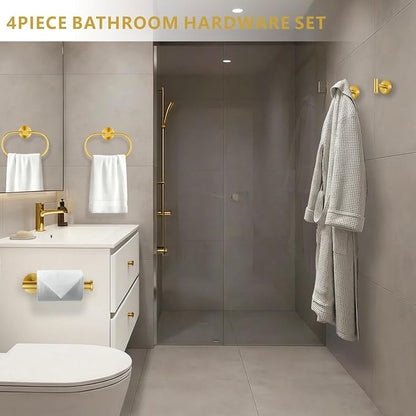 Bathroom Hardware Set Includes Towel Ring, Toilet Paper Holder and 2 Towel Hooks - Image 2