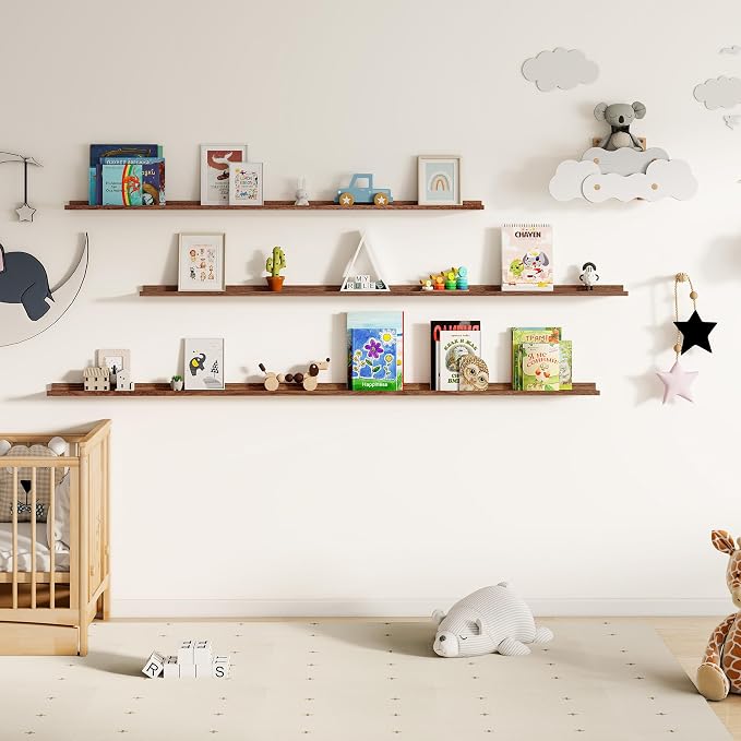 Floating Picture Ledge Shelves for Wall Set of 2, 72 Inches Picture Ledge Shelf - Image 7