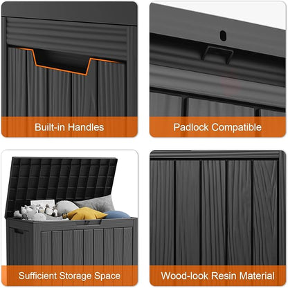 45 Gallon Resin Deck Box, Lockable Patio Outdoor Storage Box - Image 4