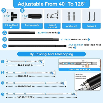 AIZESI 41-124 Inch Heavy Duty Tension Curtain Rod - Image 4
