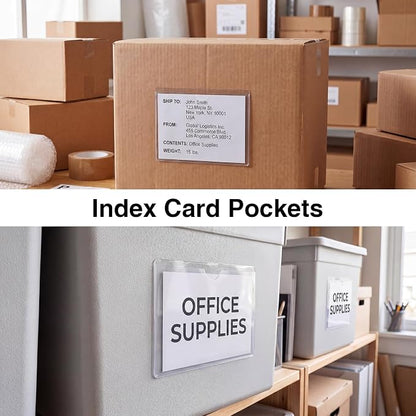 36 Pack Adhesive Index Card Holders, Top Loading, Sticks To Bins Shelves Boxes - Image 7