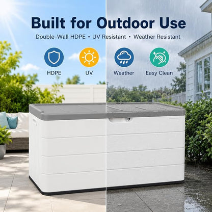 ADDOK 110 Gallon Outdoor Storage Box, Waterproof HDPE Resin Deck Box, Lockable - Image 5
